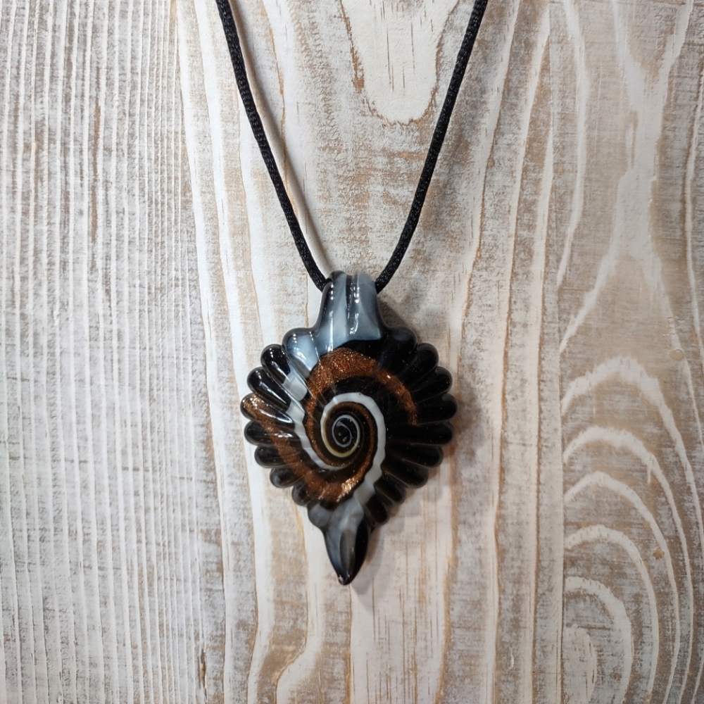Large 2" glass swirl necklace hand crafted by me